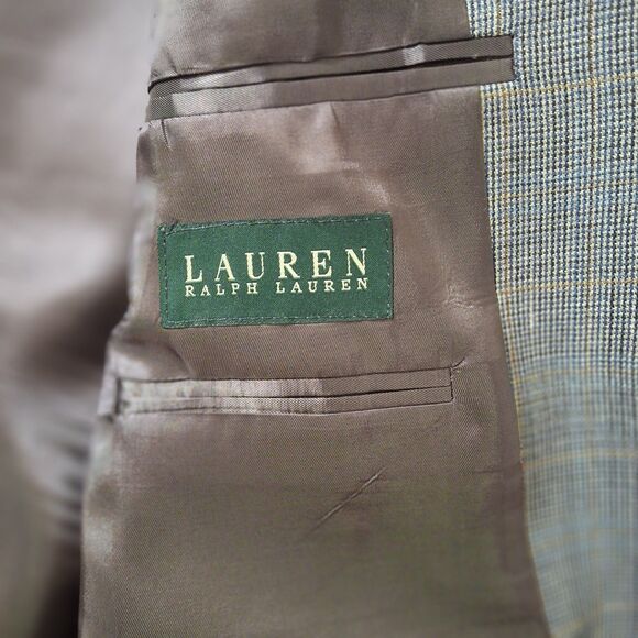 Lauren Ralph Lauren Men Glen Plaid Blazer 40R Sport Coat Silk Wool Union Made CA - Picture 4 of 15